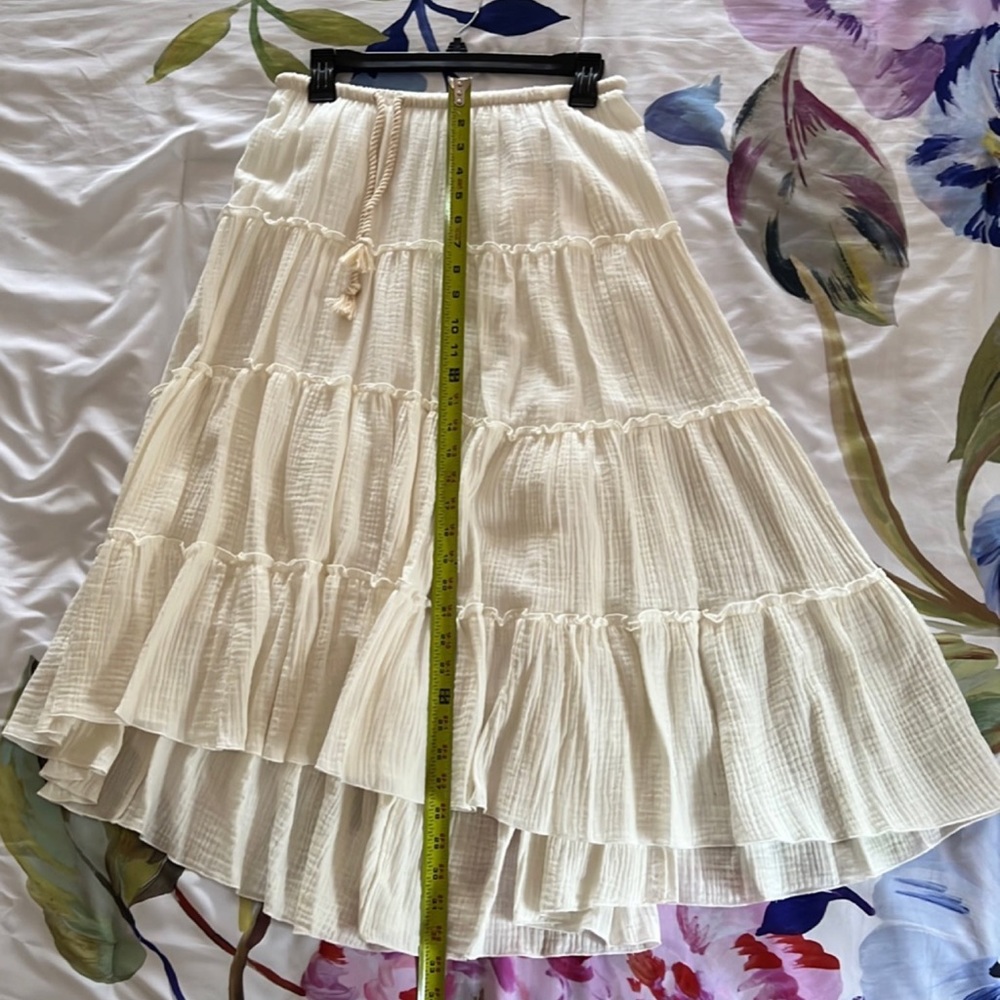See By Chloé Ruffled Cream Maxi Prairie Skirt M - Picture 9 of 10